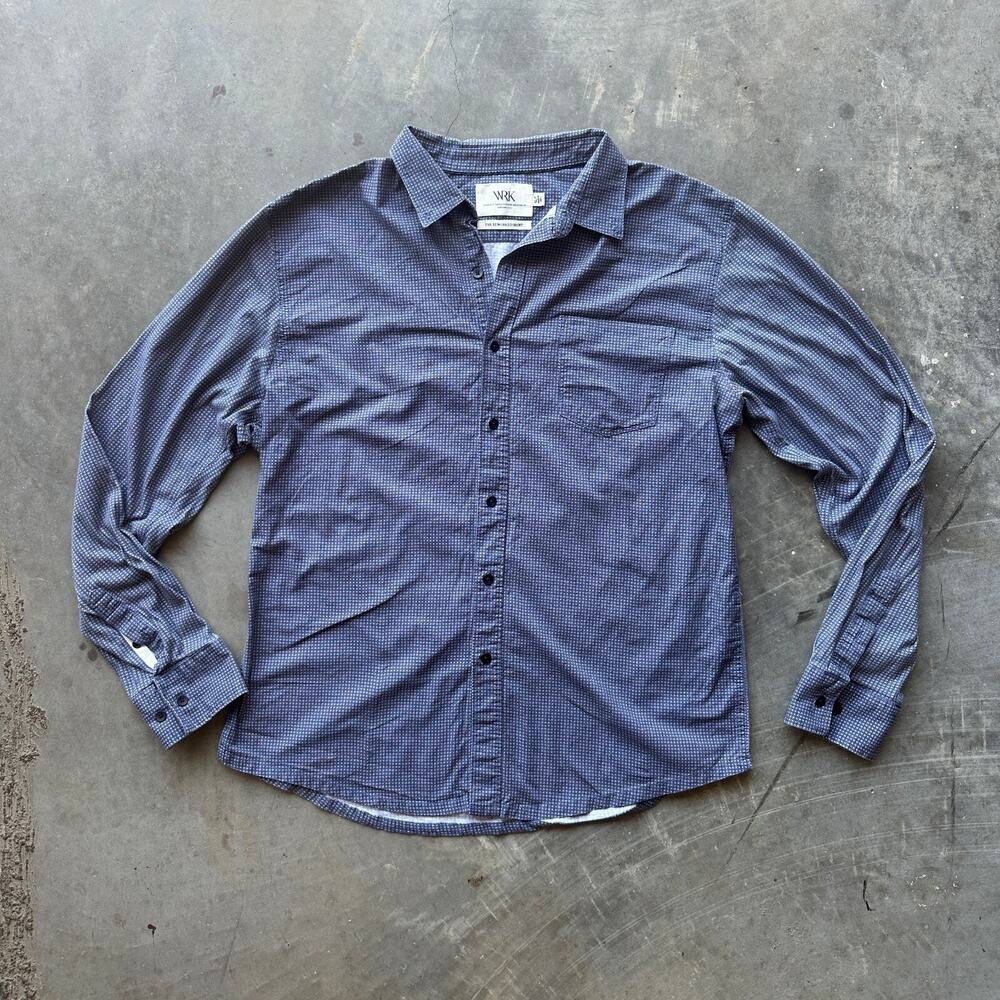 WRK Work Rest Karma The Reworked Shirt Men's XL/T Blue Long Sleeve Button Down